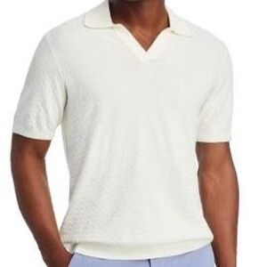 Rag & Bone Zuma Toweling White Herringbone Polo Large NWT